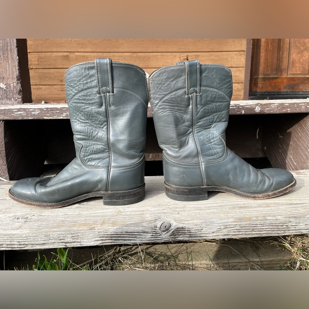 Justin men’s grey cowboy Western boots. Size 7D - Picture 5 of 8